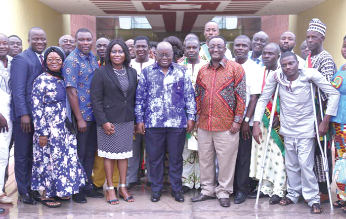 President Akufo-Addo in a group photograph with the delegation that called on him at the Flagstaff House